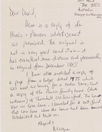 copy of letter from Margaret to David Trevis-Smith from WMHBT